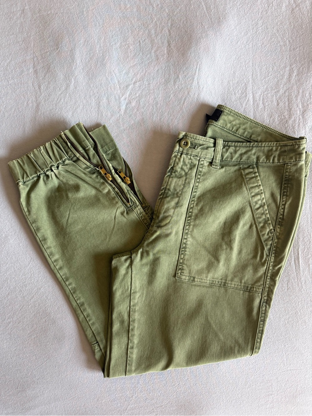 J.Crew Green Utility Pants Size 6 Cropped Ankle Zip Cargo Style